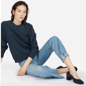 Everlane Slim Classic French Terry Crew, Navy, S